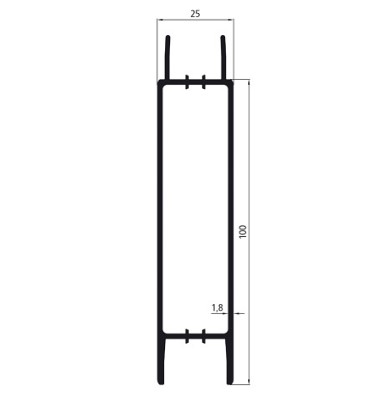 535.621063 ПРОМЕЖУТОЧНЫЙ СТЫКОВОЧНЫЙ АЛЮМИНИЕВЫЙ ПРОФИЛЬ БОКОВОГО БОРТА 3250Х100Х25ММ