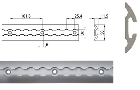 142.138031 АНКЕРНАЯ РЕЙКА С ПРОФИЛЕМ AIRLINE 4001-AL 2997ММ