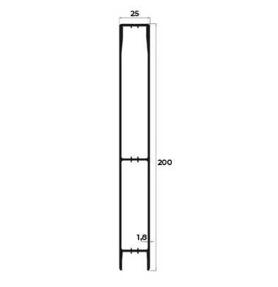 535.621061 ВЕРХНИЙ АЛЮМИНИЕВЫЙ ПРОФИЛЬ БОКОВОГО БОРТА 3200Х200Х25ММ
