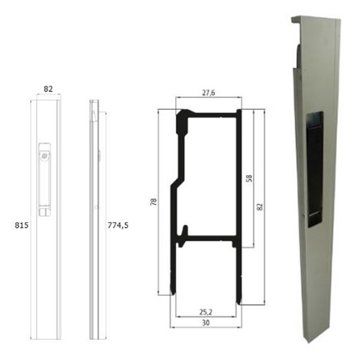 385.629157 ПРОФИЛЬ БОРТА С ЗАМКОМ ЛЕВЫЙ 800ММ АНОДИРОВАННЫЙ
